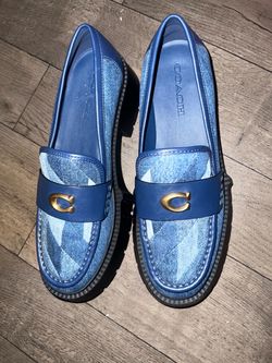 Coach Lucy Lug Sole Loafers in Signature Denim (Indigo) Size 9.5 Women’s