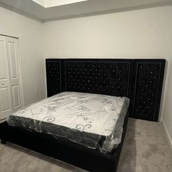 King Black Velvet Bed Mattress