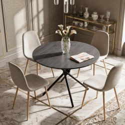 Homy Casa Fontana Dark Brown 39.4" Round Dining Table for Outdoor Dining