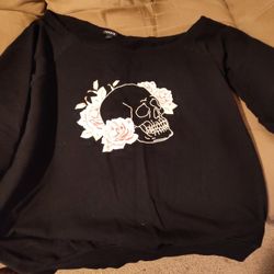 Women's Off The Shoulder Skull Sweatshirt
