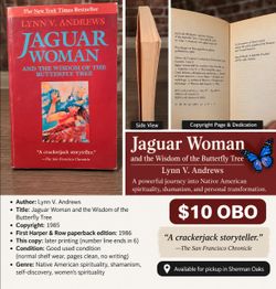 Jaguar Woman and the Wisdom of the Butterfly Tree – Lynn V. Andrews – Vintage 1986 Paperback – $10 OBO