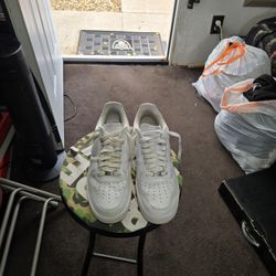 Nike Air Force 1 Af1 All White Men's Size 9.5 Or Women's 11 Solid Condition 