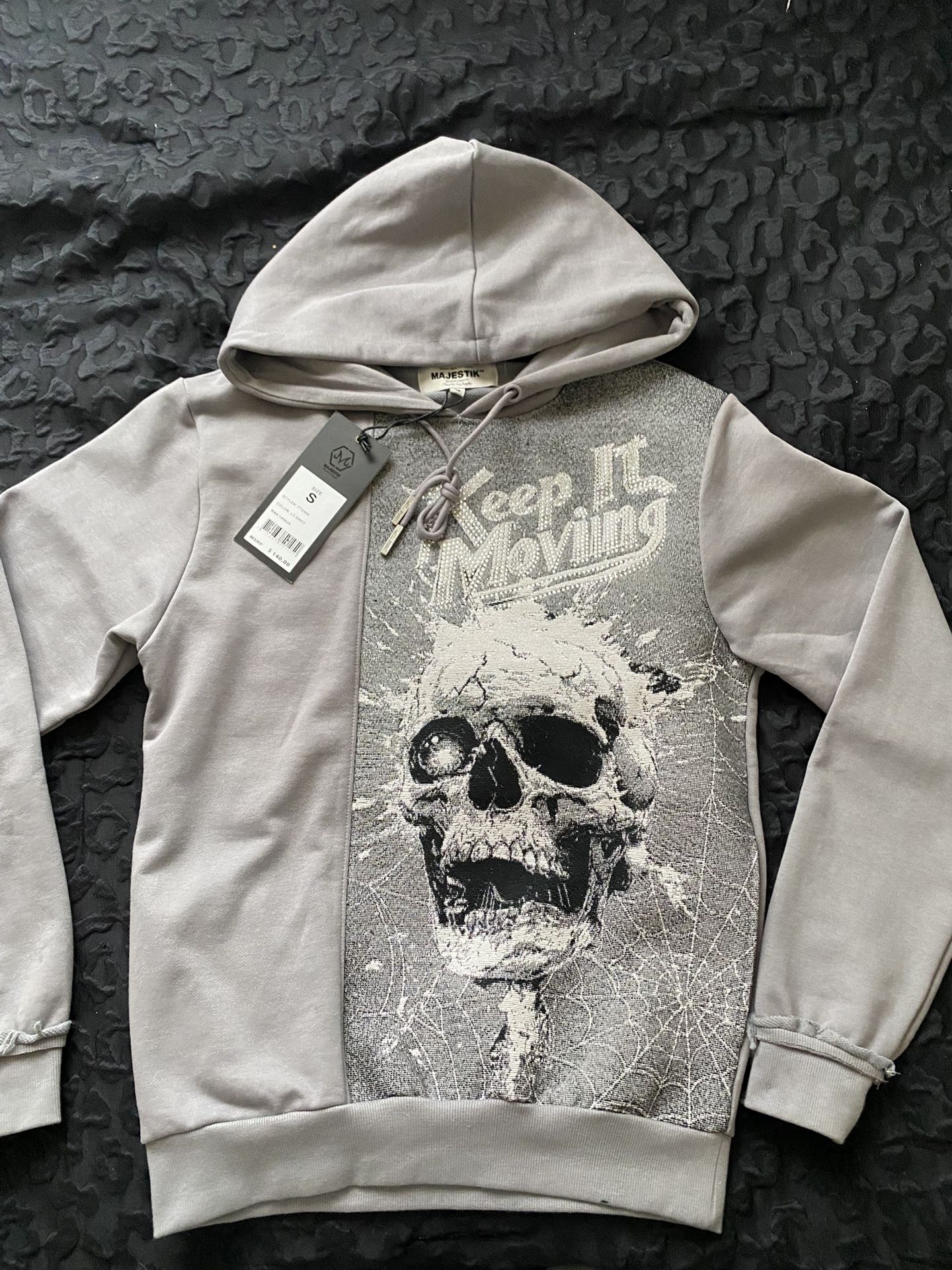Grey Rhinestone Hoodie