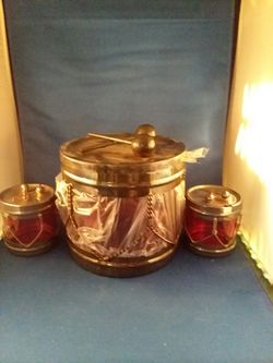Antique ice bucket with 2 matching pcs