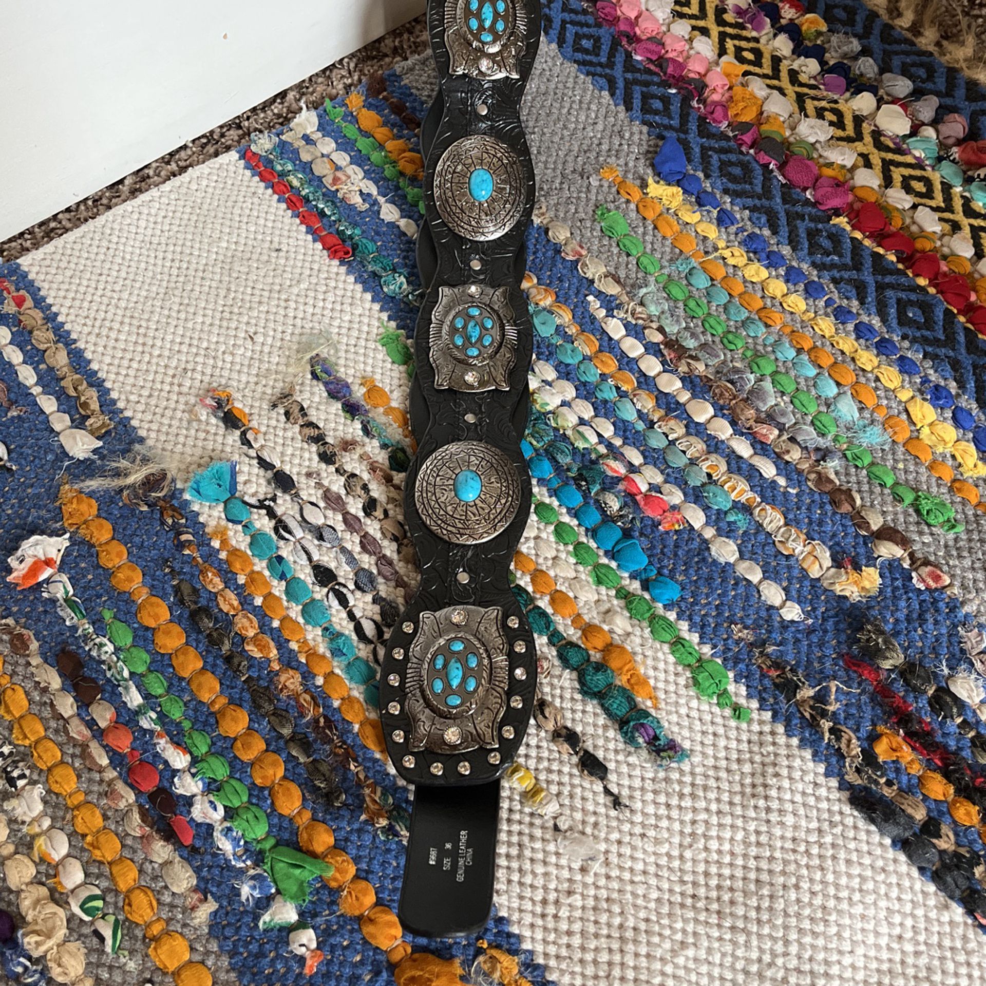 Black Leather And Turquoise Belt (Like New)