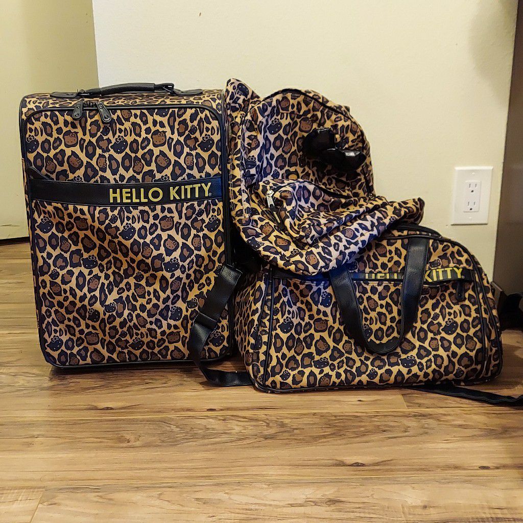 3 Piece Loungefly Cheetah Print Luggage