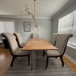 5 Elegant Dining Chairs – Beige Upholstered – Must Go