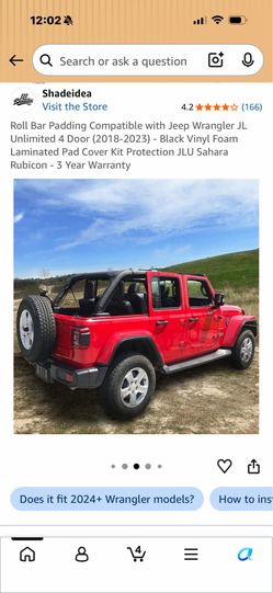 Jeep wrangler roll bar padding