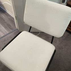 White Corduroy Rolling Desk Chair  