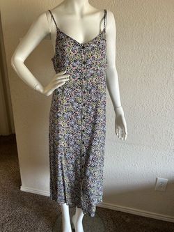 Floral Slip Midi Dress in Black and Pink size XS