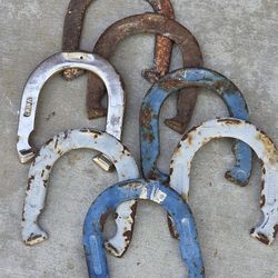 Old rusty horse shoes