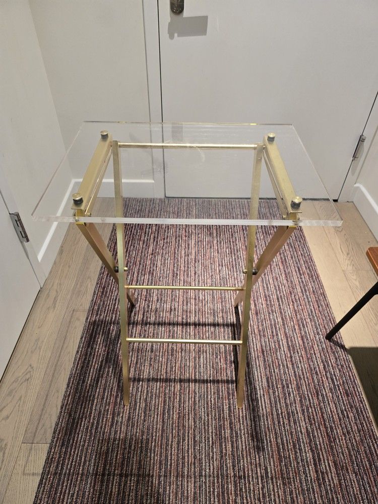 CB2 Folding Table - Clear Acrylic Modern Accent / Side Table
