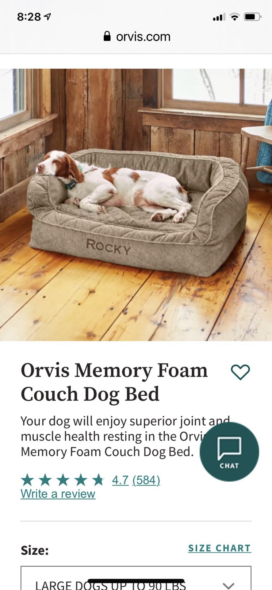 Oris Memory Foam Couch Dog Bed