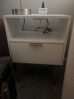 White and Gold Nightstand with Drawer