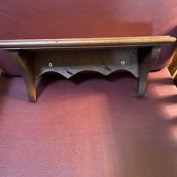 15” Solid Wood Shelf With Hooks