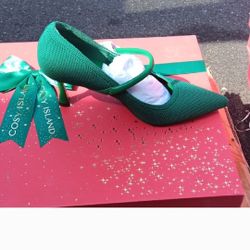 Green Pointed Toe Heels 