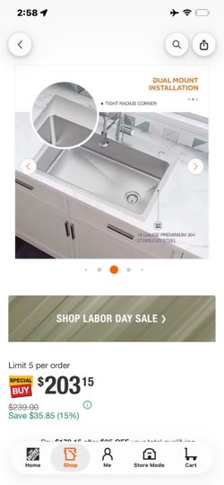 Dual Mount 18 Gauge 304 Stainless Steel Kitchen Sink