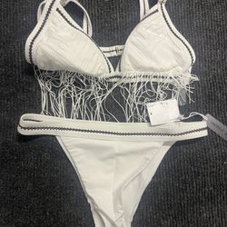 Forever 21 Swimwear/Bikini/2-Piece/Dark Cocoa/Ivory/Size L