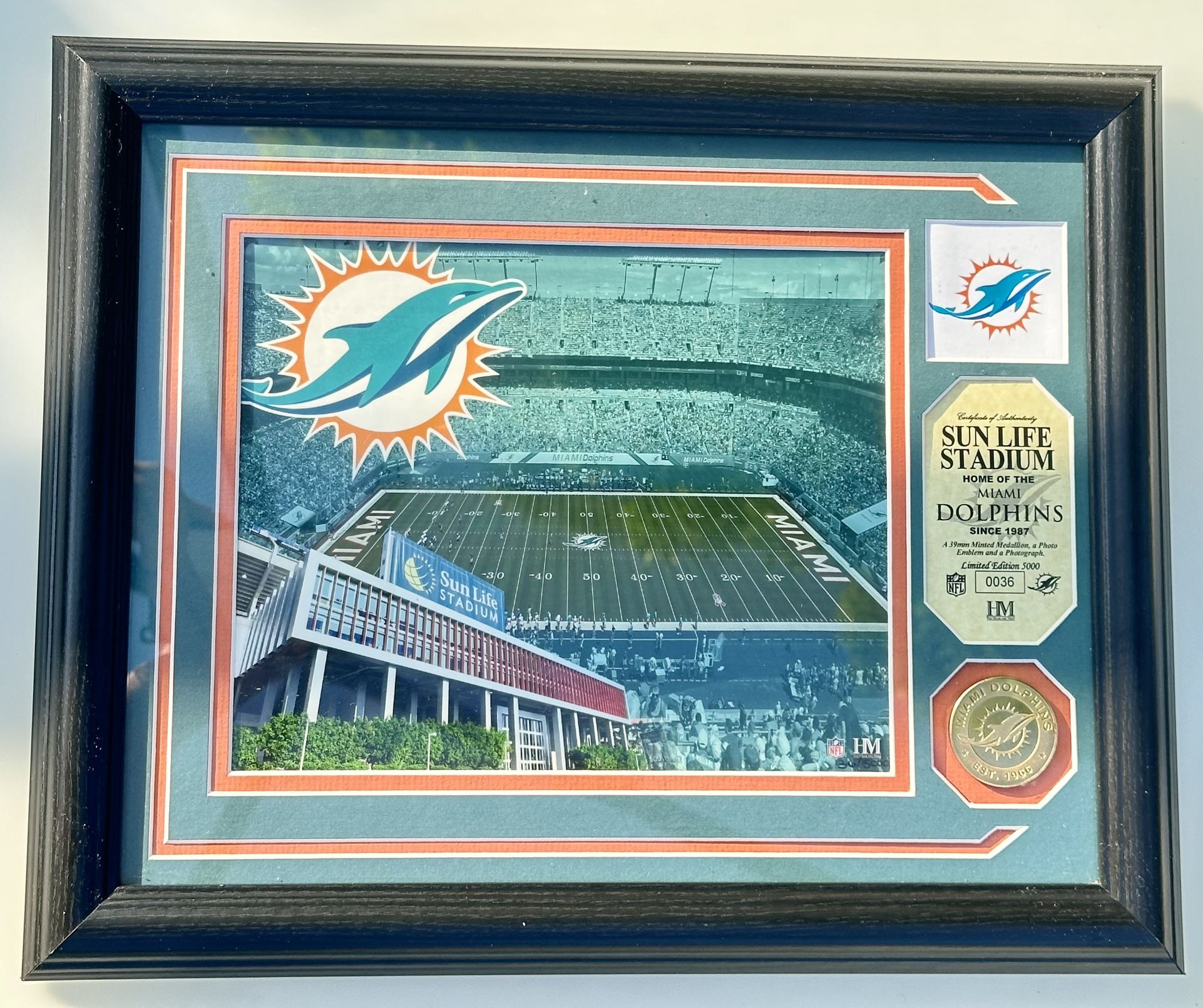 Miami Dolphins Coin Token Photo Tickets Stadium Bronze