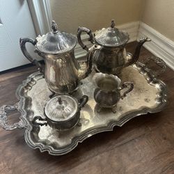 Antique Silver-plate Coffee And Teapot Set