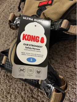 KONG Safety Dog Harness Tan Small Adjustable Durable With Pocket Waste Pouch