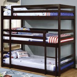 💥HUGE BLowout Furniture Sale!💥 Twin Triple Bunkbed W/ Slats! Brand New In Box! $50 Down Takes It Home Today! 