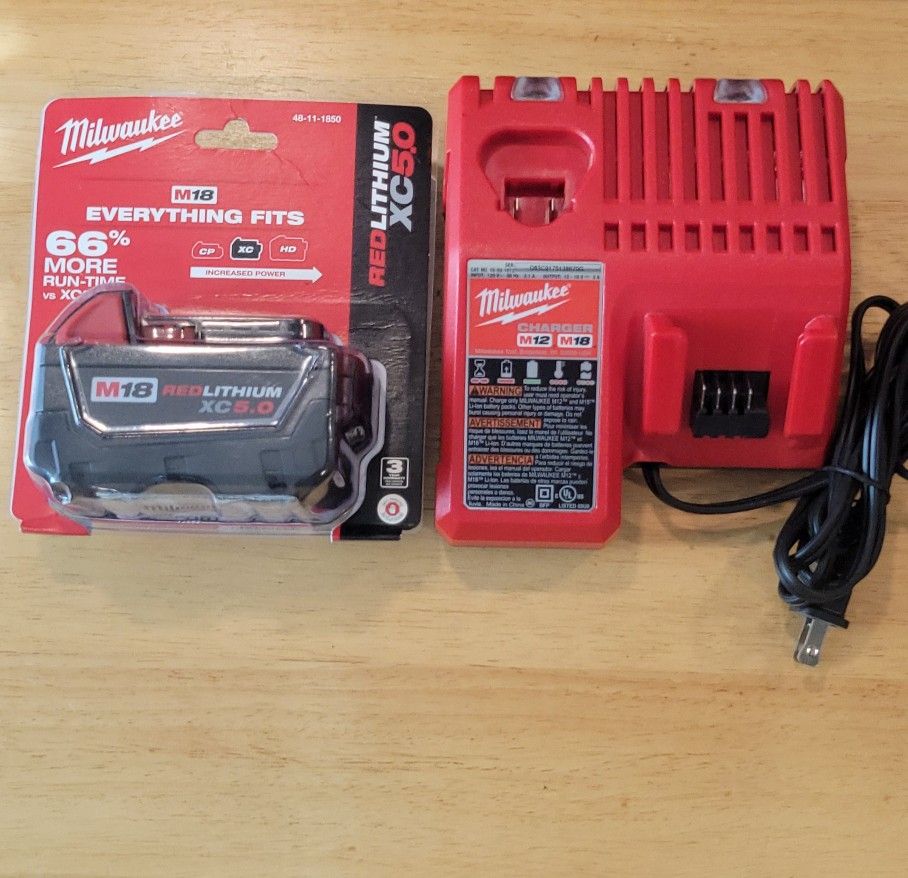 Milwaukee M18- 5.0 Battery & Charger- Brand New