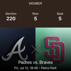 Padres vs Braves (4 tickets) July 12, 2024e