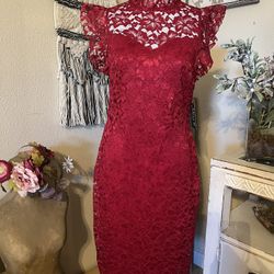 Vestido Rojo Encaje Talla 6 Y 10