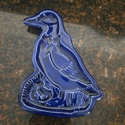 Marked Blue Ceramic Duck Wall Plaque