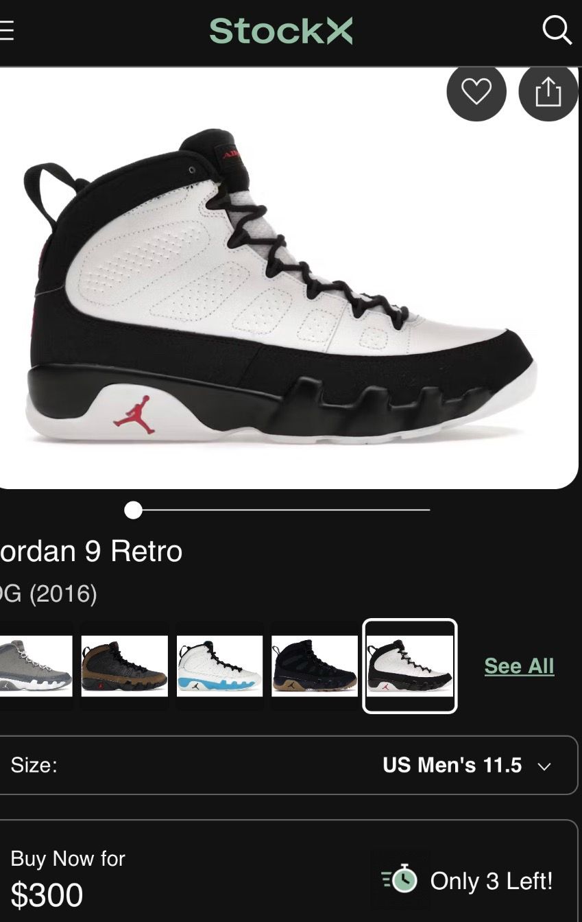 Jordan 9 Retro size 11.5