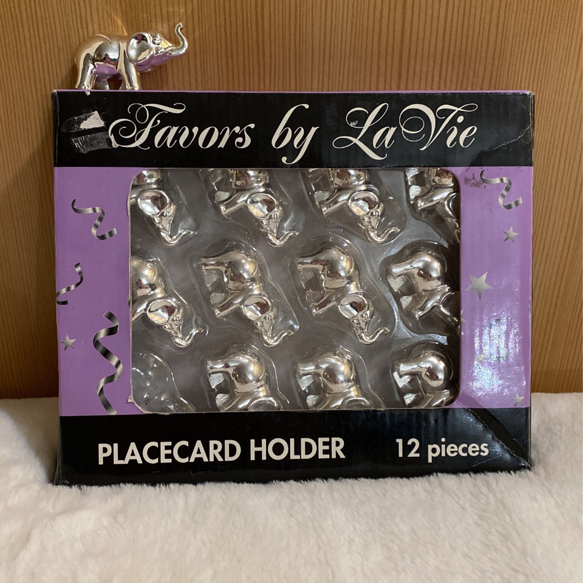 12 Silver Elephant Placecard  Holders