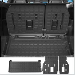 powoq 3rd Row Cargo Mat Compatible with 2021-2025 Toyota Sienna Trunk Mat Backrest Mat TPE Cargo Liner Replacement for 2021 2022 2023 2024 2025 Toyota