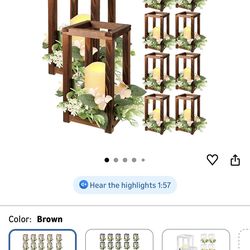 10 completed Wooden Wedding Lantern Centerpiece Integrated Holders with Candles and Wreaths Rustic Wooden Candle Lantern Decor for Wedding Party Table