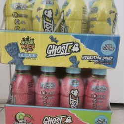 2- 12 Packs GHOST Hydration Drink's, Sour Patch Kids Blue Raspberry  & Kiwi Strawberry. RTD Sport's Drink with   Electrolytes for Hydration 