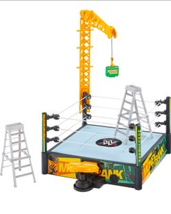 Mattel WWE Money in The Bank Cash-in Ring Playset with 2 Play Modes & 40+ Sounds & Phrases, Includes Launcher Crane, Ladders & Briefcase, 13-Inch x 20