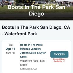 Boots in the Park (2) Tickets