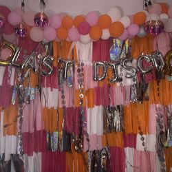 10x10 Fringe Backdrop + 8 Disco balls