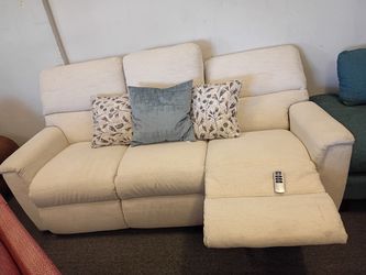 Lazy boy Cream Fabric Power Recliner Sofa