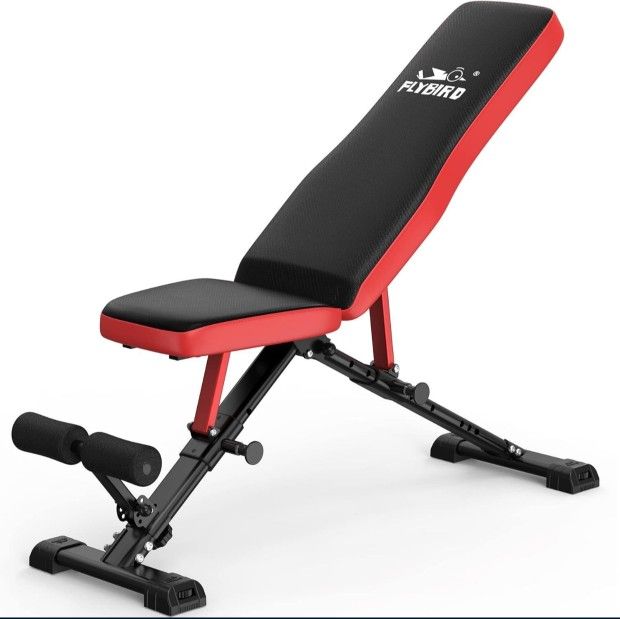 FLYBIRD Workout Bench, Adjustable Weight Bench No Assembly Weight Bench for Home Gym, Foldable Workout Bench for Strength Training