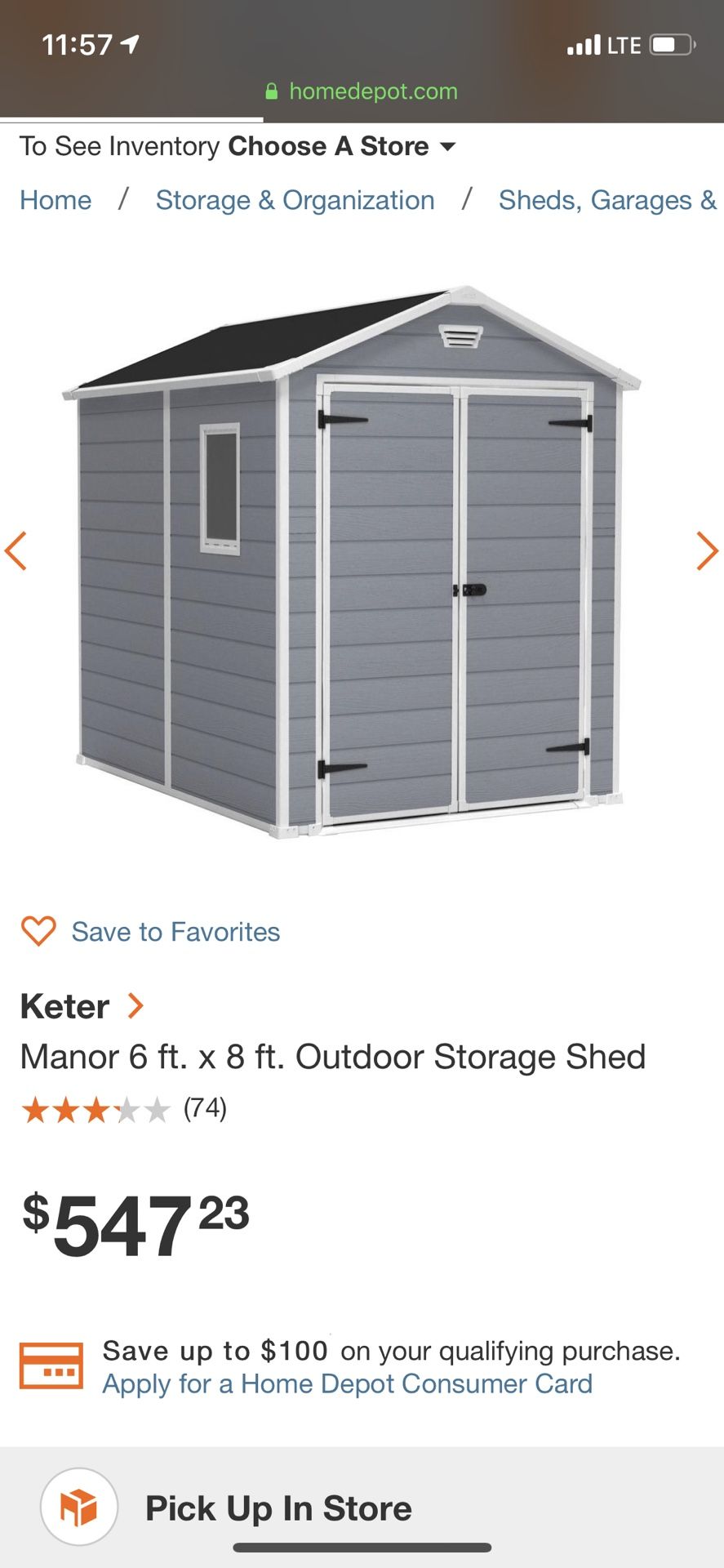 KETER MANOR 6x8 OUTDOOR STORAGE SHED ***NEW***