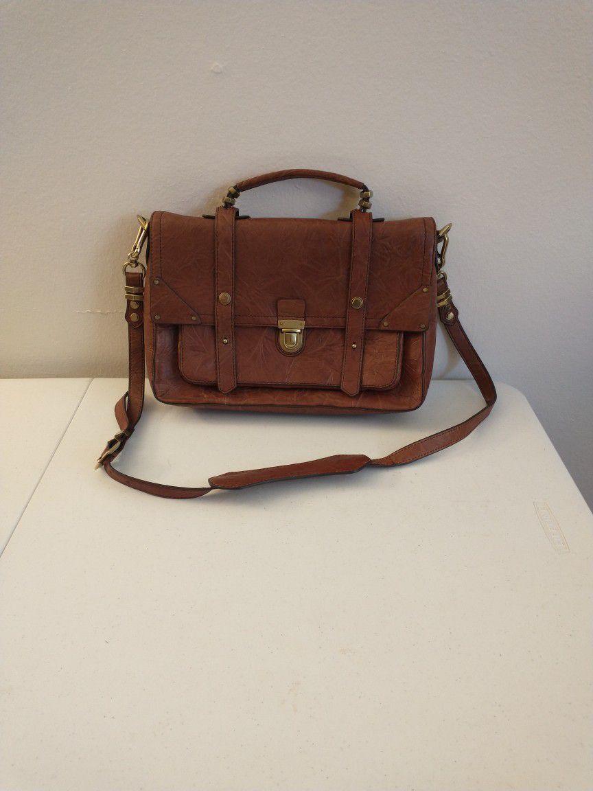 NEW orYANY Cognac Leather Large Flap Satchel Messenger Bag Briefcase Organizer