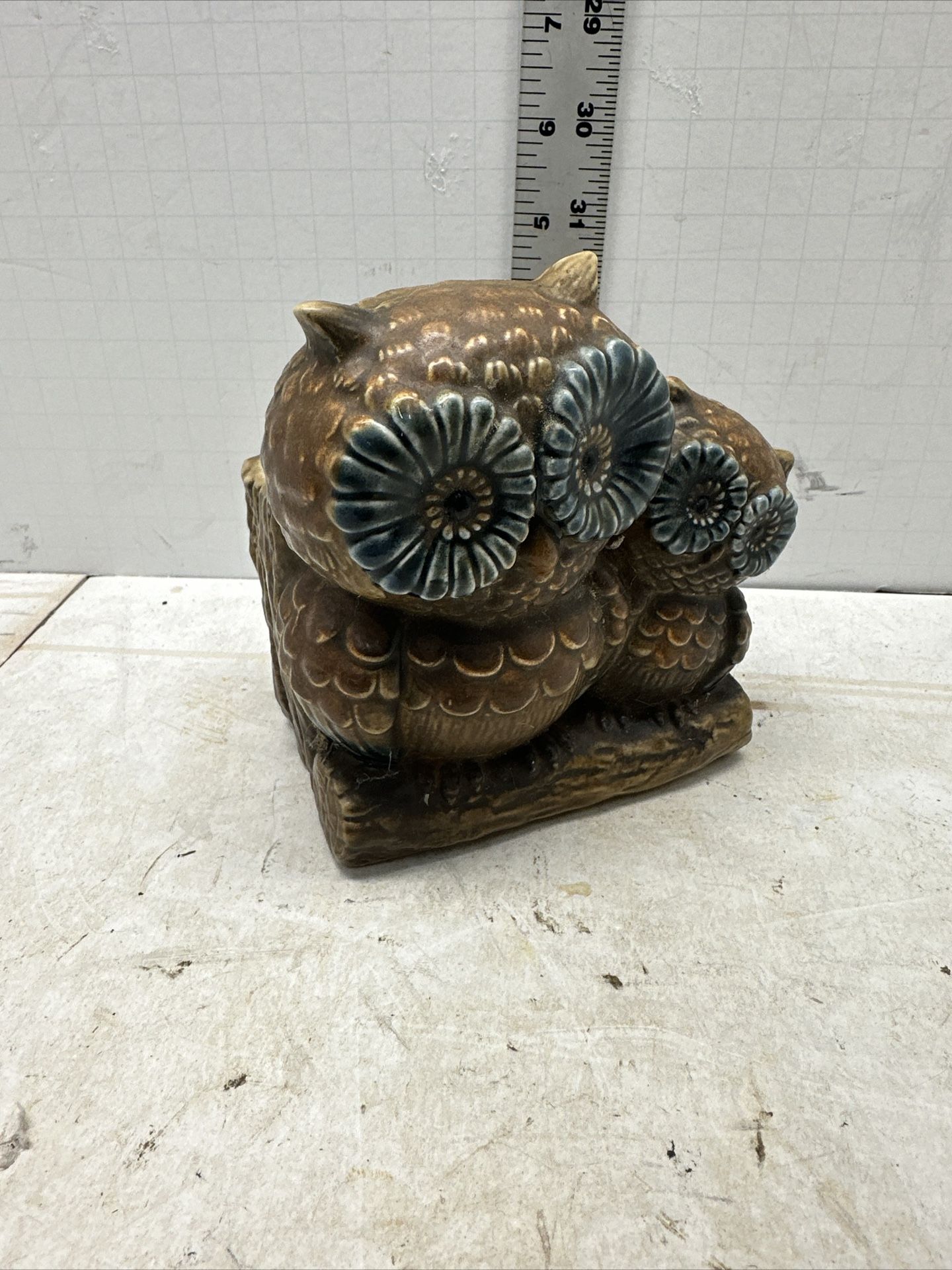 Relpo Vtg Owl PLANTER Dad or Mom & Baby Ceramic 2058 Japan 5" Tall Pen Holder#05