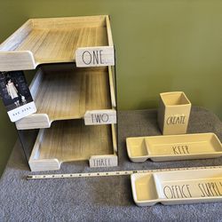 Rae Dunn Office Desk storage Organizer set