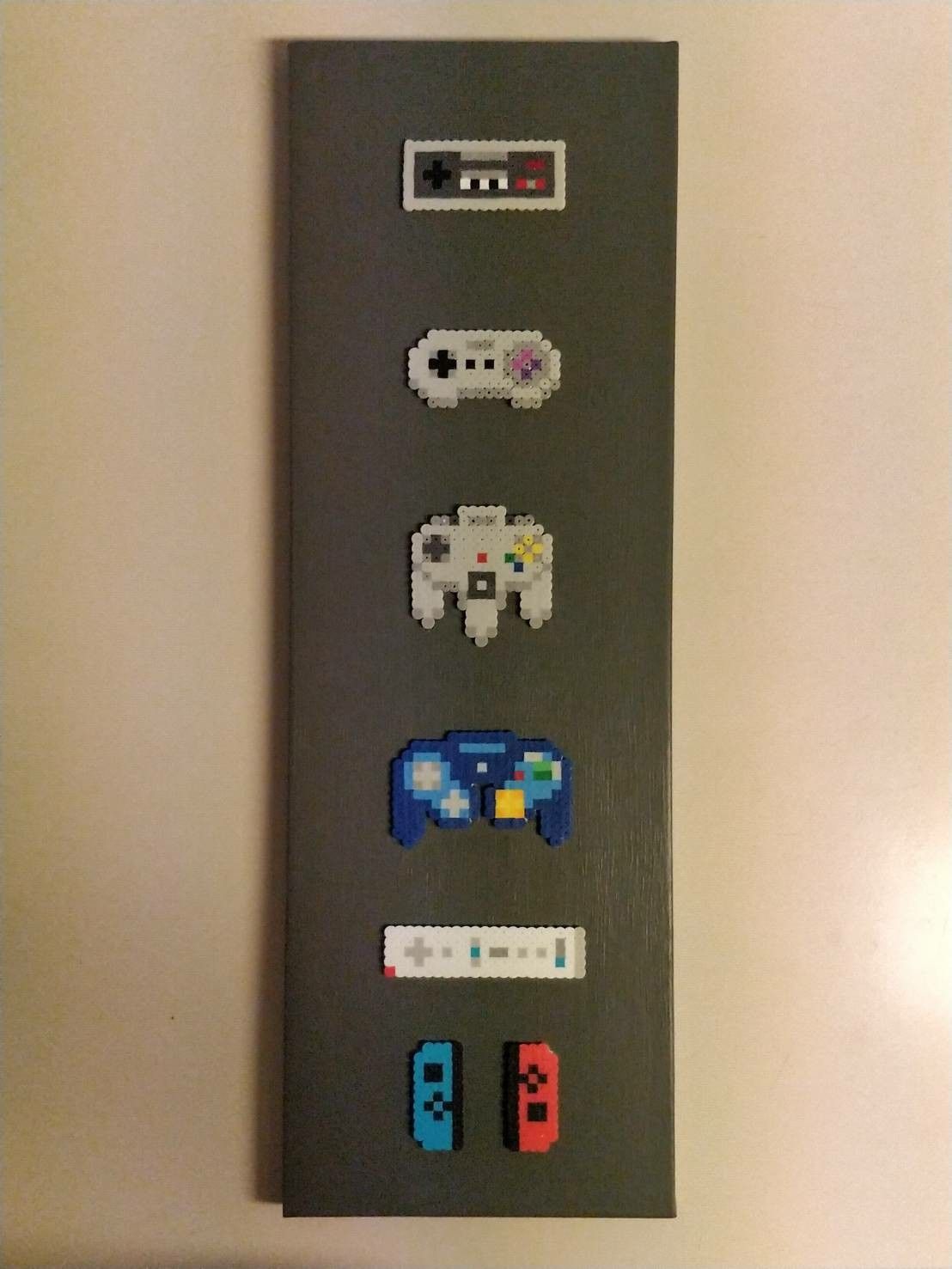 Nintendo Perler Bead art on canvas