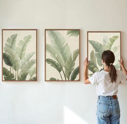 Rantodecor sage green framed canvas wall art