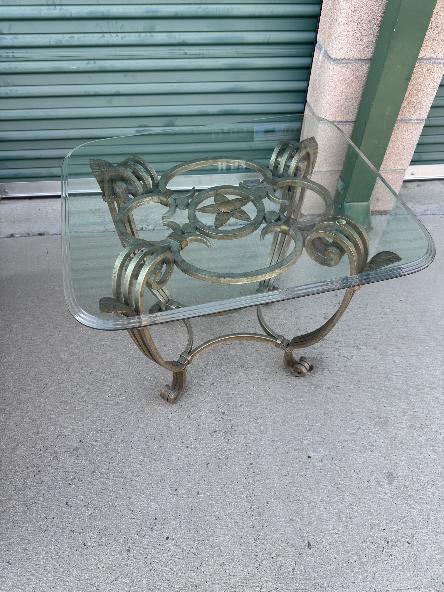 Metal Base And Glass Side Table And Coffee Table 