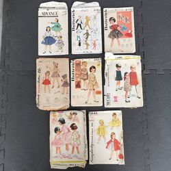Lot of 8 Vintage Girl Sewing Patterns Size 2 Dresses Costumes Coats