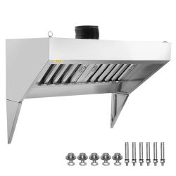 361*Commercial Exhaust Hood, 4FT Food Truck Hood Exhaust, 201 Stainless Steel Concession Trailer Hood with 2 Detachable U-shaped Grid Oil Filter Mesh,