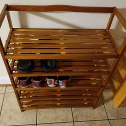 Bamboo Shoe Storage 5 level with 12 Hanging Shoe Rack Home Cabinet